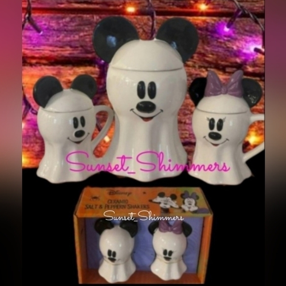 DISNEY Halloween Ghost Mickey Mouse Minnie Mugs Cookie Jar Canister Salt Pepper - Picture 1 of 11